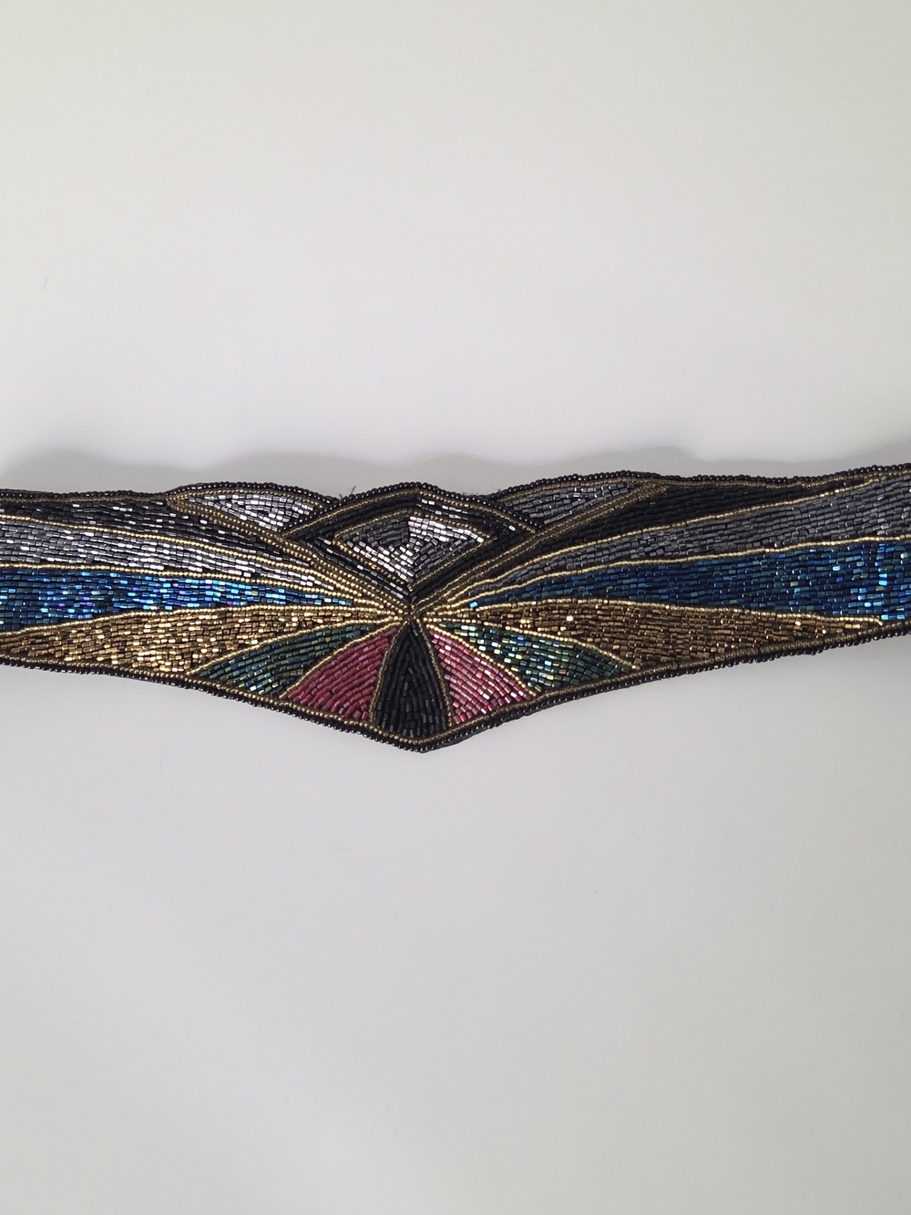 Beaded Multicolor Statement Waist Belt - Gold, Blue, Soft Ruby, Green